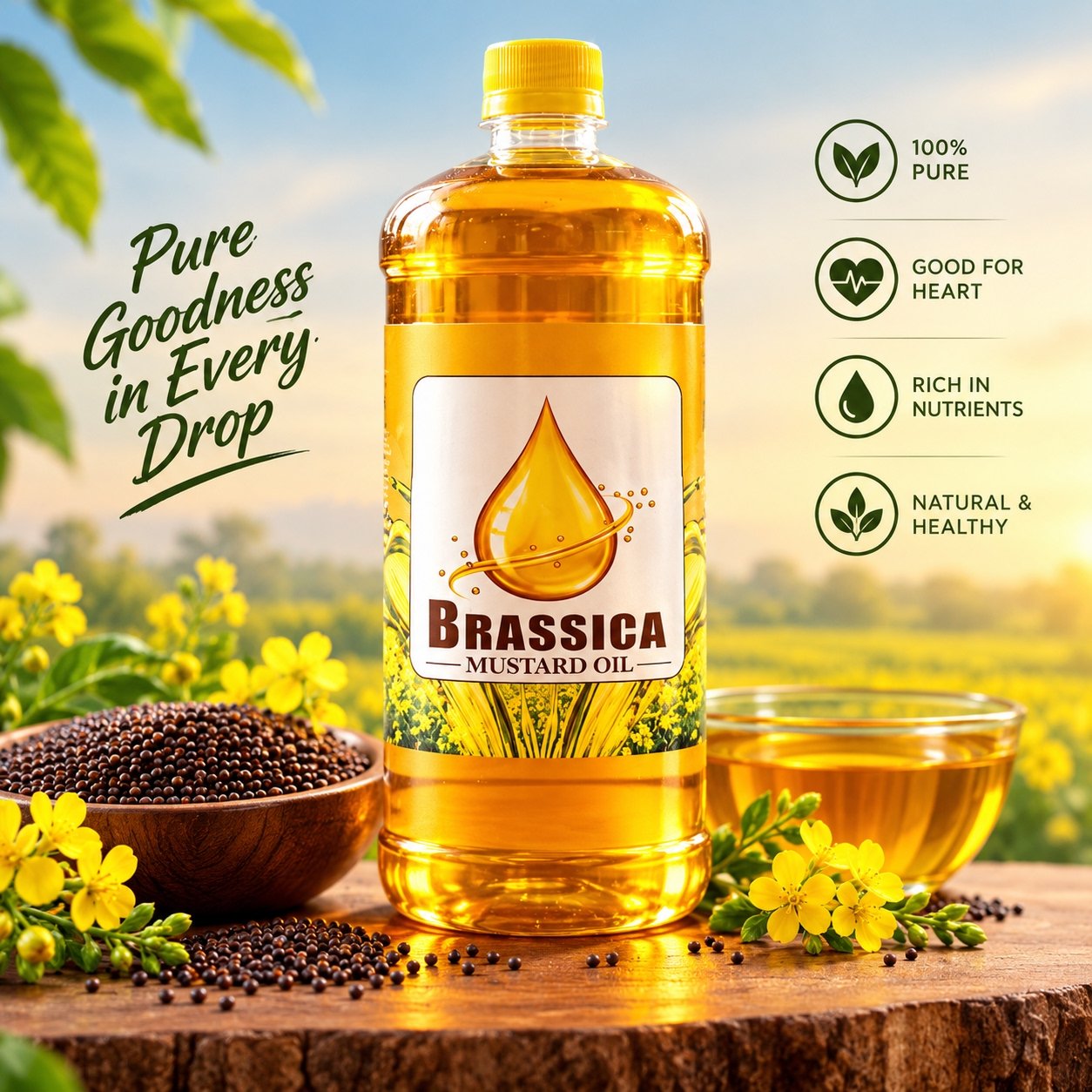 Brassica Mustard Oil Cold Pressed Oil 1 Liter - Photo 5